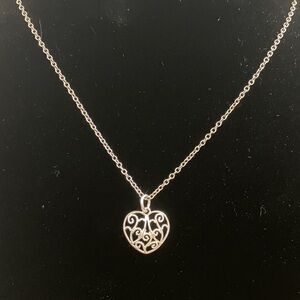 Delicate Silver Heart Filigree Necklace